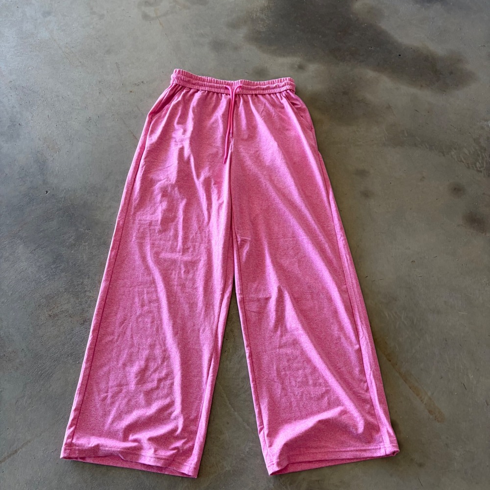 Halara Pink Heathered Wide Leg Lounge Pants High Waisted Drawstring Medium